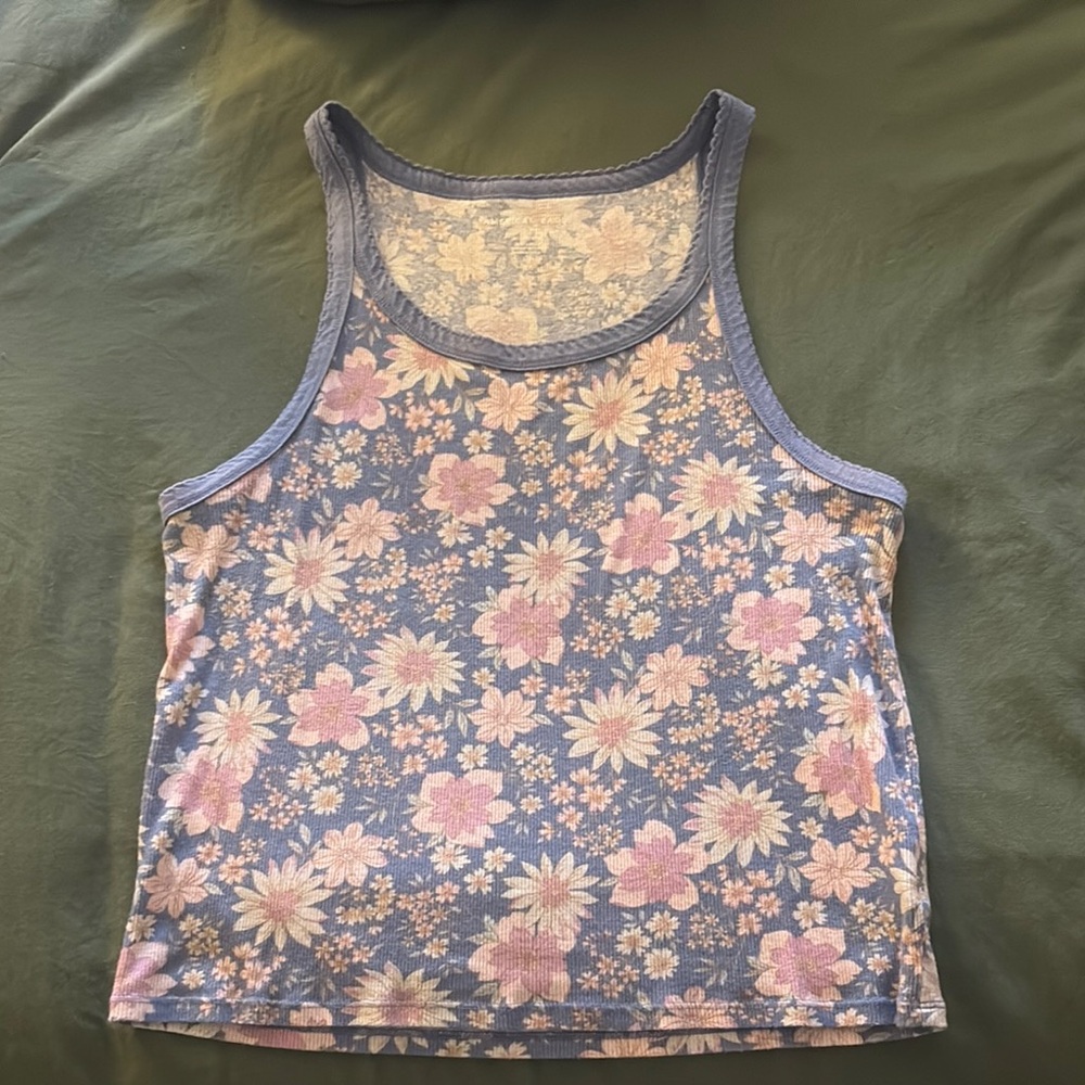 American Eagle Outfitters Floral Tank Top - Blue and Pink